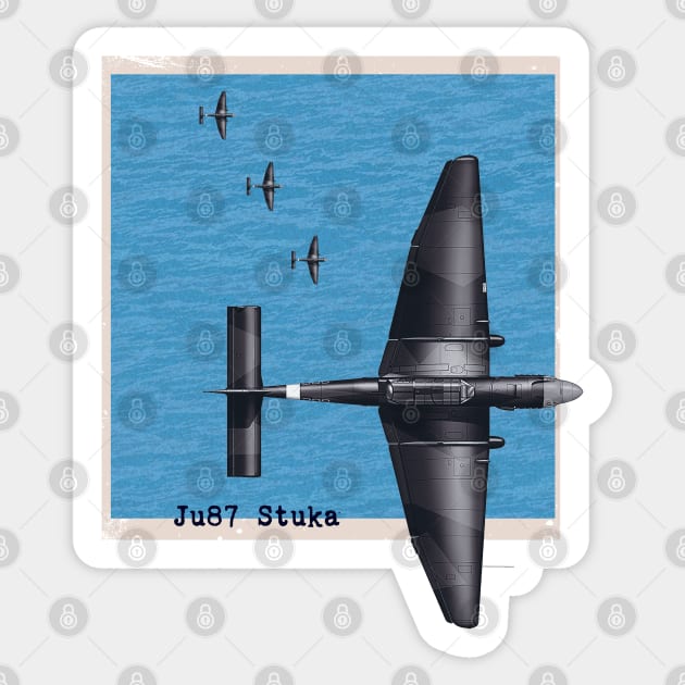 Ju87 Stuka WW2 bomber airplane over the ocean Sticker by Jose Luiz Filho